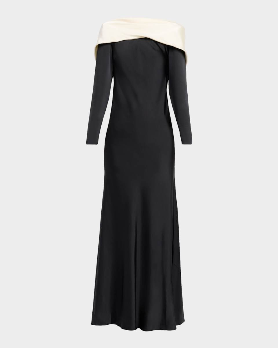 Allegra Draped Low-Back Charmeuse Gown